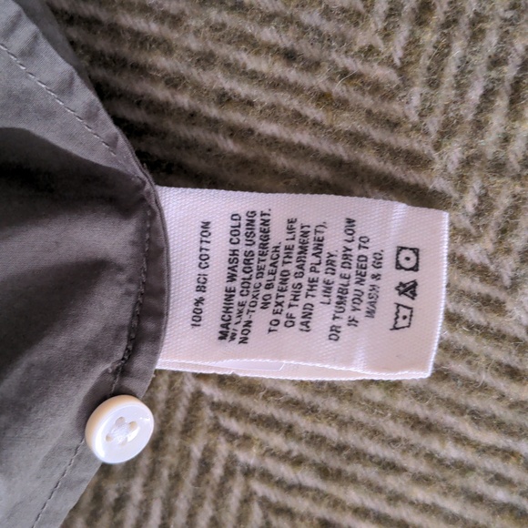 ALEX MILL Easy Ruffle Cotton Poplin Shirt, Dusty Olive, Size M, Spring - Picture 13 of 15